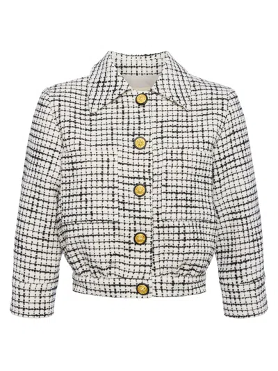 L Agence Jia Tweed Jacket In Ecru/black