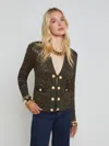 L Agence Jinny Sequin Cardigan In Black/gold Sequin