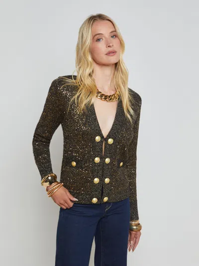 L AGENCE JINNY SEQUIN CARDIGAN