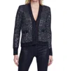 L Agence Jinny Sequin Cardigan In Black/charcoal In Multi