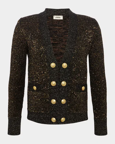 L Agence Jinny Sequined Cardigan In Blackgold Sequin