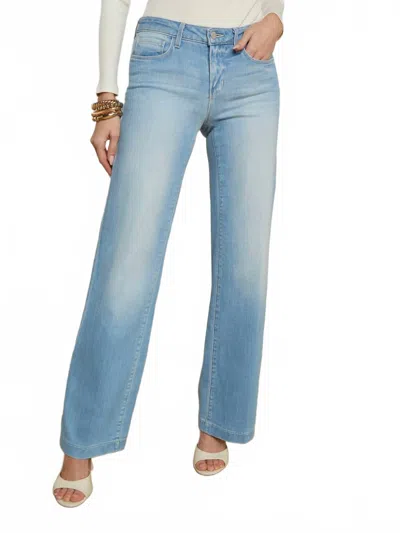 L Agence Joanne Low Rise Wide Leg Jeans In Essex In Blue