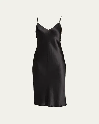 L Agence Jodie V-neck Silk Slip Dress In Black