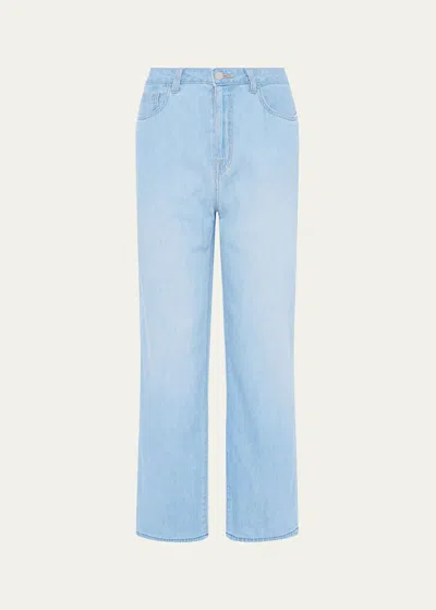 L Agence June Ultra High-rise Crop Stovepipe Jeans In Blue