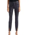 L AGENCE JYOTHI COATED DENIM IN BLACK TONE LEOPARD COATED