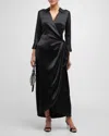 L Agence Kadi Silk Wrap Dress In Black
