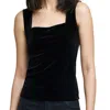 L Agence Kaeli Square Neck Top In Black In Black