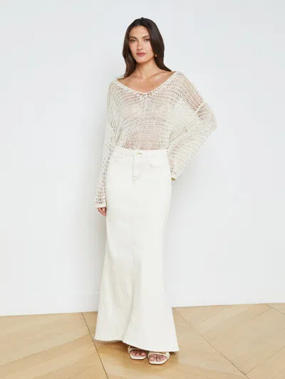 L'agence Kailani Denim Mermaid Skirt In Macadamia