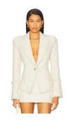 L'agence Kaisley Waffle Tweed Blazer In White
