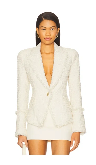 L Agence Kaisley Blazer With Fray In White