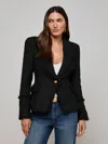 L Agence Kaisley Frayed Trim Blazer In Black