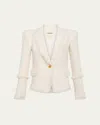 L Agence Kaisley Waffle Tweed Blazer In Vintage White