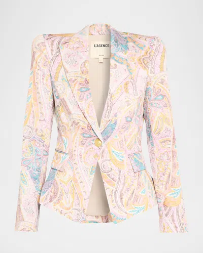 L Agence Kaisley Western Paisley Blazer In Pink