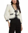 L Agence Kaito Contrast Trim Crop Cardigan In Ivory Multi In Neutral