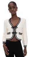 L Agence Kaito Cropped Cardigan Black/ivory In White