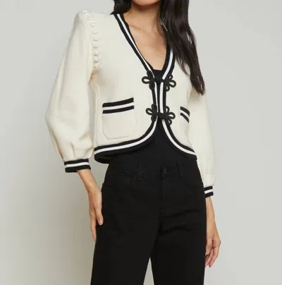 L Agence Kaito Contrast Trim Crop Cardigan In Ivory Multi In Neutral