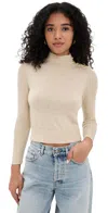 L Agence Kamdyn Crop Mock Neck Warm Sand/gold