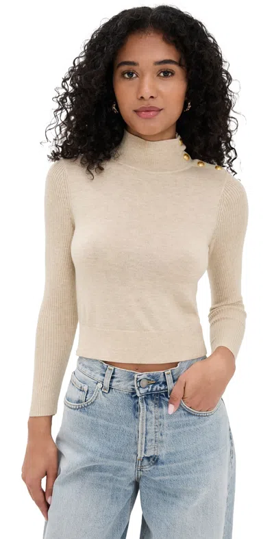 L Agence Kamdyn Crop Mock Neck Warm Sand/gold In Neutral