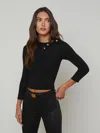 L Agence Kamdyn Cropped Turtleneck In Black/gold