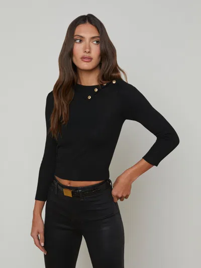 L Agence Kamdyn Cropped Turtleneck In Black/gold