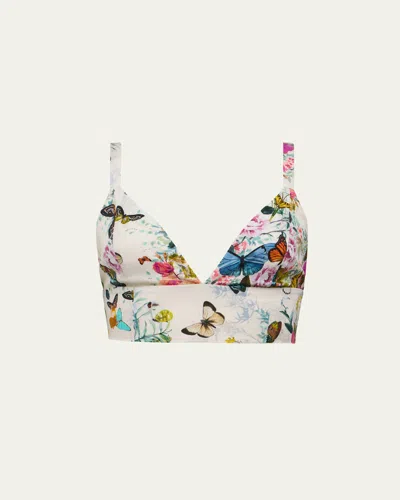 L Agence Kaori Bralette Top In Vintage White Buttefly
