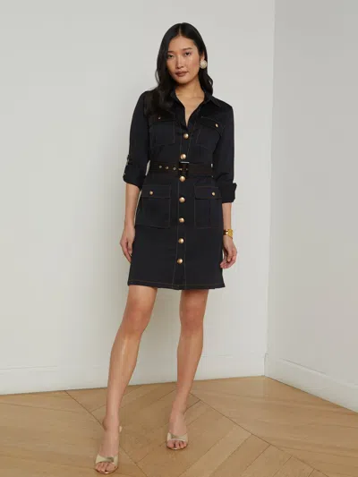 L Agence Karin Poplin Shirt Dress In Black