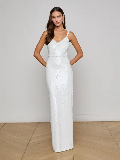 L Agence Karma Sequin Maxi Dress In White