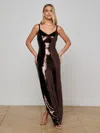 L Agence Karma Sequin Maxi Dress In Brown