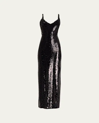 L AGENCE KARMA SEQUINED SLEEVELESS MAXI DRESS
