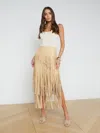 L Agence Karolina Fringe Skirt In Croissant