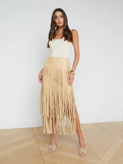 L Agence Karolina Fringe Skirt In Croissant