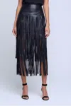 L Agence Karolina Faux Leather Fringe Skirt In Black
