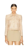 L Agence Kasey Tweed Jacket In Tan