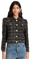 L Agence Kasey Tweed Jacket In Black/tan Tweed