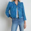 L Agence Kasey Tweed Cardigan In Caribbean Blue Multi Tweed