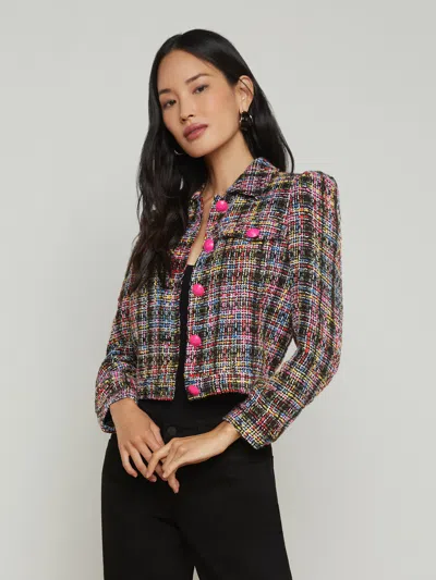 L Agence Kasey Tweed Jacket In Black Multi Tweed