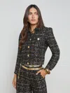 L Agence Kasey Tweed Jacket In Black/tan Tweed