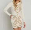 L AGENCE KATE JACQUARD CARDIGAN IN BONE CAPPUCCINO
