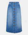 L Agence Kathleen Button-front Denim Midi Skirt