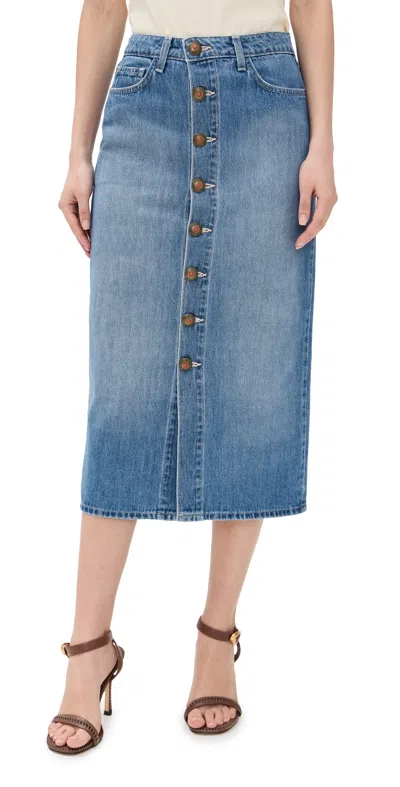 L Agence Kathleen Button Front Midi Skirt Bandera