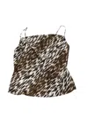 L Agence Kay Cowl Neck Camisole In Animal Print Silk In Multi