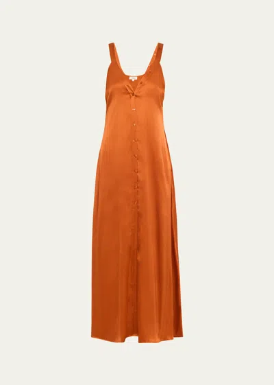 L Agence Kellen Silk Dress In Sienna