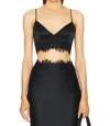 L Agence Kelvis Lace Trim Bra Top In Black In Black