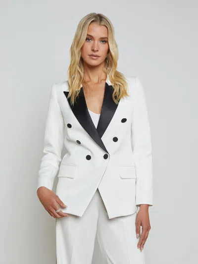 L Agence Kendi Long Blazer In White/black
