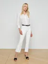 L Agence Kendra Coated Cropped Flare Jean In Blanc Coated