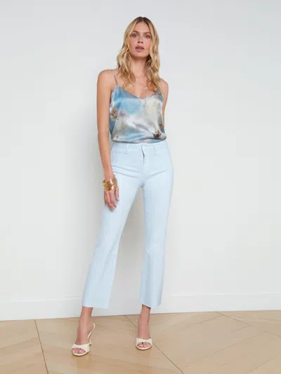 L Agence L'agence Kendra Mid Rise Crop Flare Jeans In Ice Water In Ice Water White Con Coat