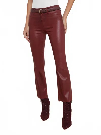 L Agence Kendra Cropped Flare Jean In Syrah Coated In Burgundy