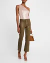 L Agence Kendra High-rise Crop Flare Jeans In Pinewood Coated