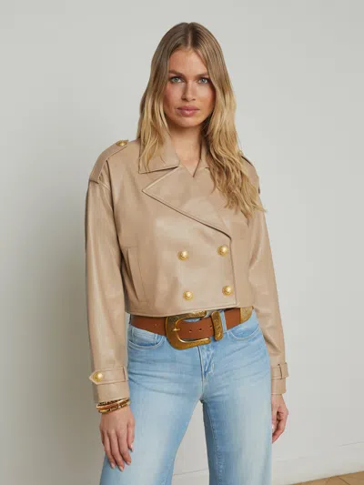 L'agence Kento Cropped Leather Trench In Almond