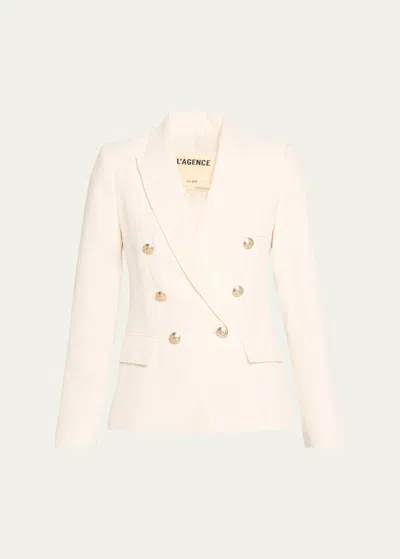 L Agence Kenzie Double-breasted Blazer In Ivorypear